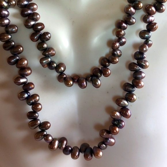 TAHITIAN BLACK PURPLE PEACOCK PEARLS NECKLACE OPERA LENGTH 39" LONG 54 GR. - Picture 2 of 7